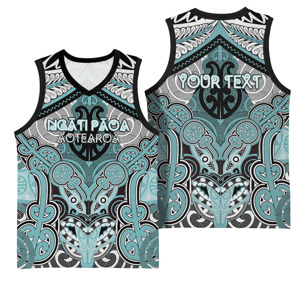 Aotearoa Iwi Ngati Paoa Personalised Basketball Jersey Maori Kowhaiwhai Pattern LT19 - Polynesian Pride