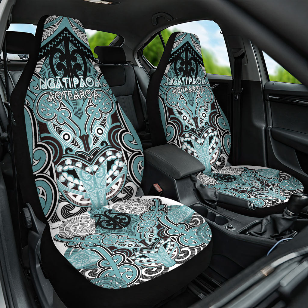 Aotearoa Iwi Ngati Paoa Car Seat Cover Maori Kowhaiwhai Pattern LT19 One Size Turquoise - Polynesian Pride