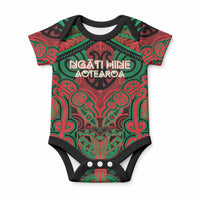 Aotearoa Iwi Ngati Hine Personalised Baby Onesie Maori Kowhaiwhai Pattern LT19 Green - Polynesian Pride