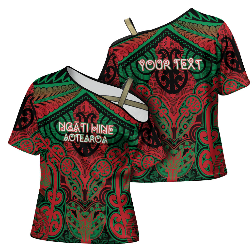 Aotearoa Iwi Ngati Hine Personalised Cross Shoulder Shirt Maori Kowhaiwhai Pattern LT19 - Polynesian Pride