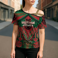 Aotearoa Iwi Ngati Hine Personalised Cross Shoulder Shirt Maori Kowhaiwhai Pattern LT19 - Polynesian Pride