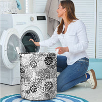 White Aloha Hawaiian Laundry Basket Monstera Hibiscus Tropical Pattern LT19 - Polynesian Pride