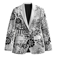 White Aloha Hawaiian Blazer Monstera Hibiscus Tropical Pattern LT19 Unisex White - Polynesian Pride