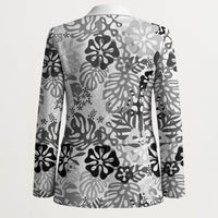 White Aloha Hawaiian Blazer Monstera Hibiscus Tropical Pattern LT19 - Polynesian Pride