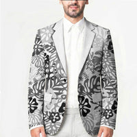 White Aloha Hawaiian Blazer Monstera Hibiscus Tropical Pattern LT19 - Polynesian Pride