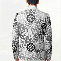 White Aloha Hawaiian Blazer Monstera Hibiscus Tropical Pattern LT19 - Polynesian Pride