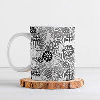White Aloha Hawaiian Ceramic Mug Monstera Hibiscus Tropical Pattern LT19 White - Polynesian Pride