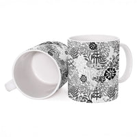 White Aloha Hawaiian Ceramic Mug Monstera Hibiscus Tropical Pattern LT19 - Polynesian Pride