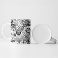 White Aloha Hawaiian Ceramic Mug Monstera Hibiscus Tropical Pattern LT19 - Polynesian Pride