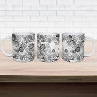 White Aloha Hawaiian Ceramic Mug Monstera Hibiscus Tropical Pattern LT19 - Polynesian Pride