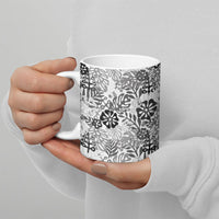 White Aloha Hawaiian Ceramic Mug Monstera Hibiscus Tropical Pattern LT19 - Polynesian Pride