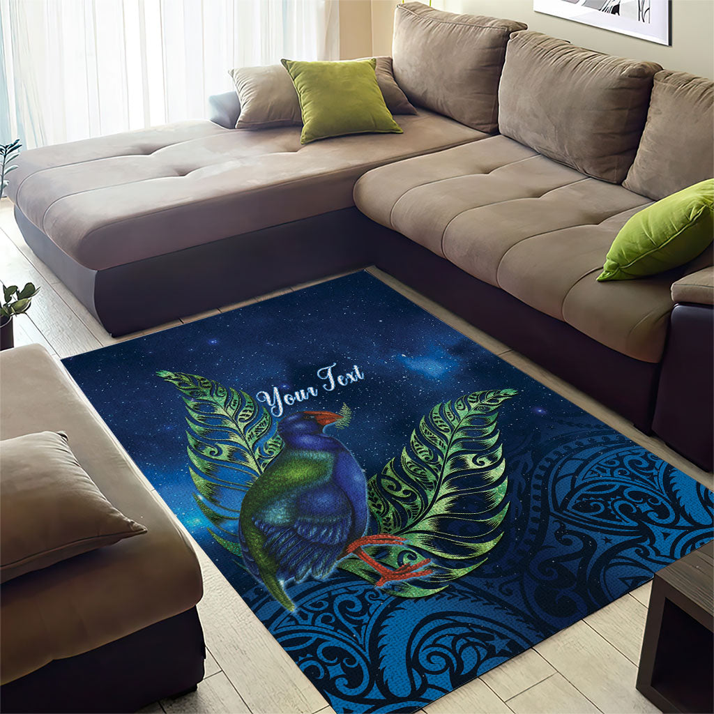 New Zealand Takahe Personalised Area Rug Silver Fern Galaxy Polynesian Pattern LT22 - Polynesian Pride
