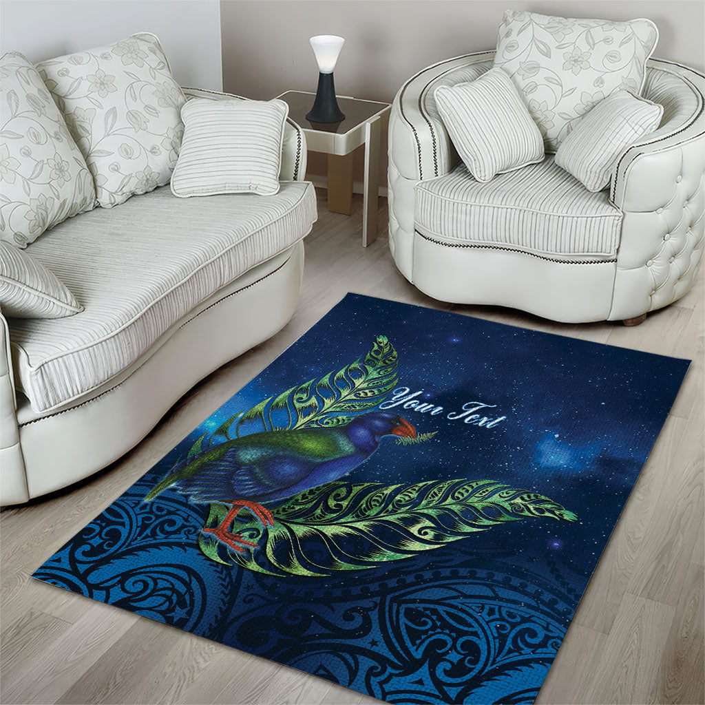 New Zealand Takahe Personalised Area Rug Silver Fern Galaxy Polynesian Pattern LT22 - Polynesian Pride