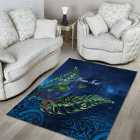 New Zealand Takahe Personalised Area Rug Silver Fern Galaxy Polynesian Pattern LT22 - Polynesian Pride