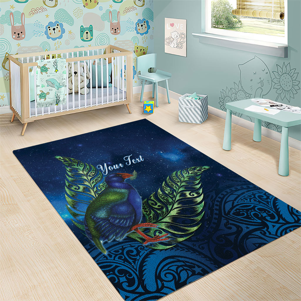 New Zealand Takahe Personalised Area Rug Silver Fern Galaxy Polynesian Pattern LT22 - Polynesian Pride