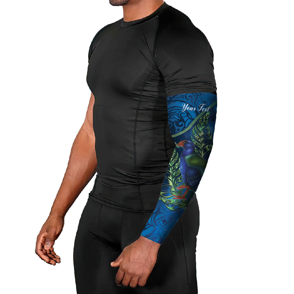 New Zealand Takahe Personalised Arm Sleeves Silver Fern Galaxy Polynesian Pattern LT22 - Polynesian Pride