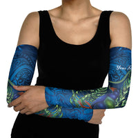 New Zealand Takahe Personalised Arm Sleeves Silver Fern Galaxy Polynesian Pattern LT22 - Polynesian Pride