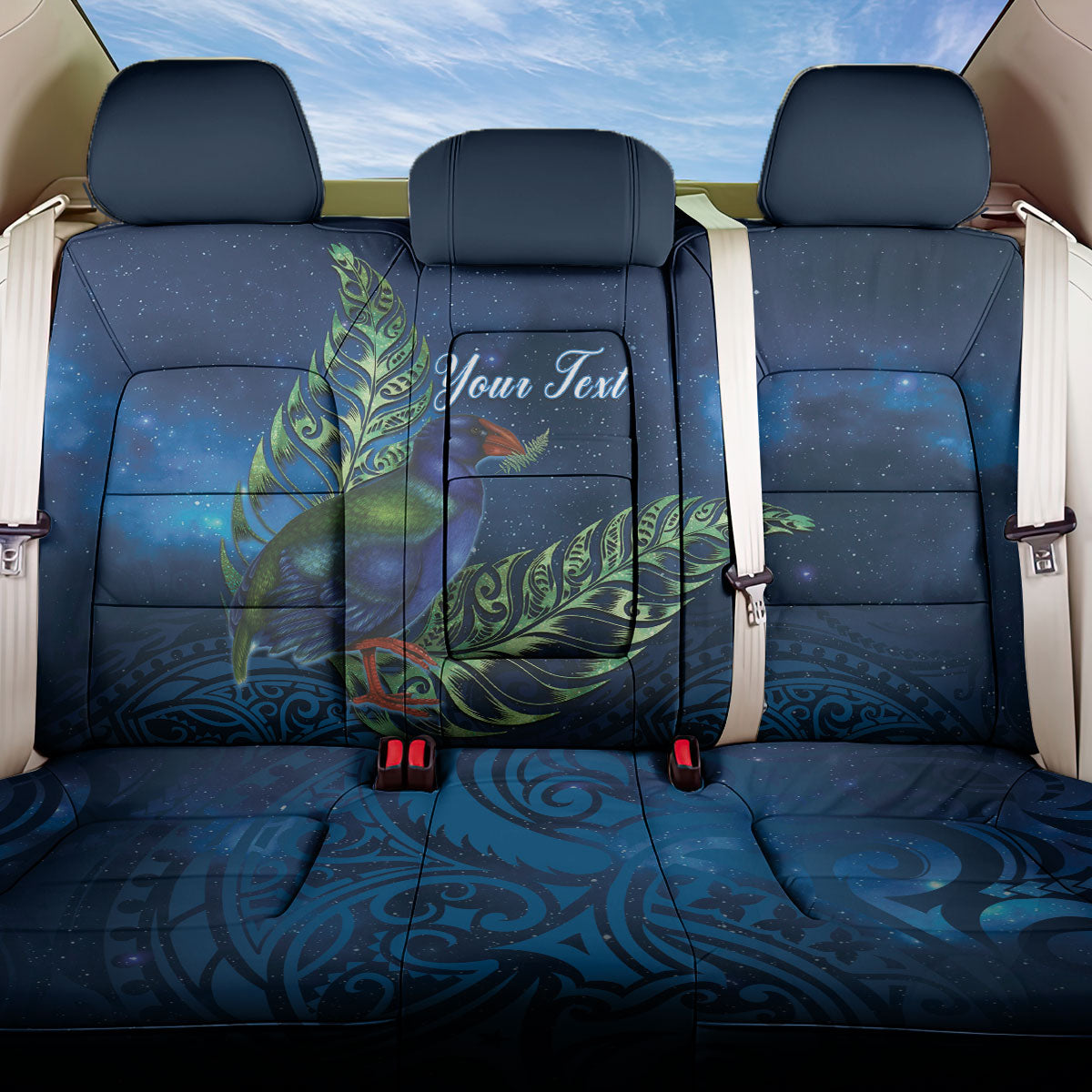 New Zealand Takahe Personalised Back Car Seat Cover Silver Fern Galaxy Polynesian Pattern LT22 One Size Blue - Polynesian Pride