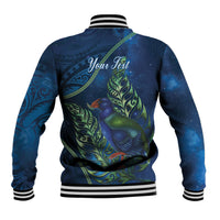 New Zealand Takahe Personalised Baseball Jacket Silver Fern Galaxy Polynesian Pattern LT22 - Polynesian Pride