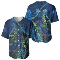 New Zealand Takahe Personalised Baseball Jersey Silver Fern Galaxy Polynesian Pattern LT22 - Polynesian Pride