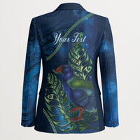 New Zealand Takahe Personalised Blazer Silver Fern Galaxy Polynesian Pattern LT22 - Polynesian Pride