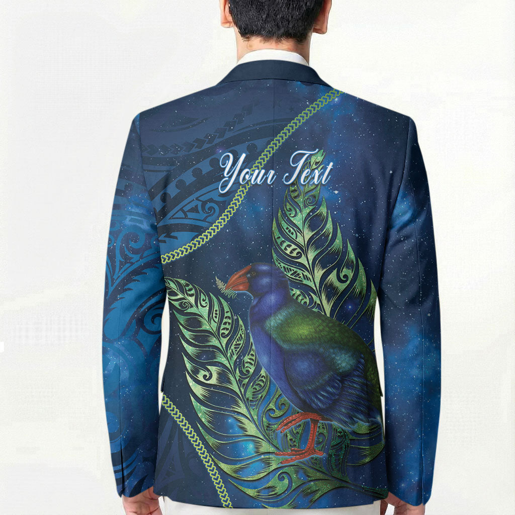 New Zealand Takahe Personalised Blazer Silver Fern Galaxy Polynesian Pattern LT22 - Polynesian Pride