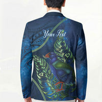 New Zealand Takahe Personalised Blazer Silver Fern Galaxy Polynesian Pattern LT22 - Polynesian Pride