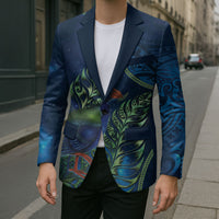 New Zealand Takahe Personalised Blazer Silver Fern Galaxy Polynesian Pattern LT22 - Polynesian Pride