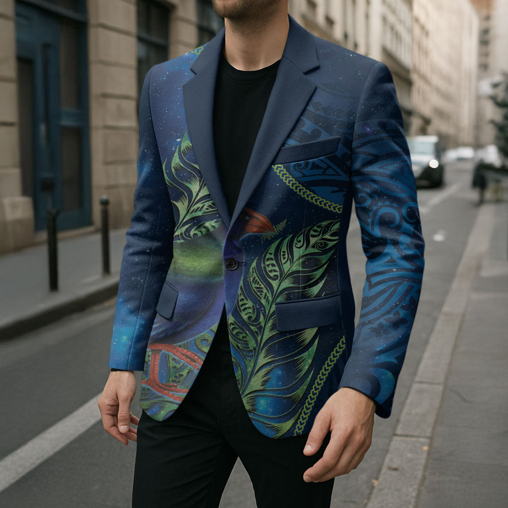 New Zealand Takahe Personalised Blazer Silver Fern Galaxy Polynesian Pattern LT22 - Polynesian Pride