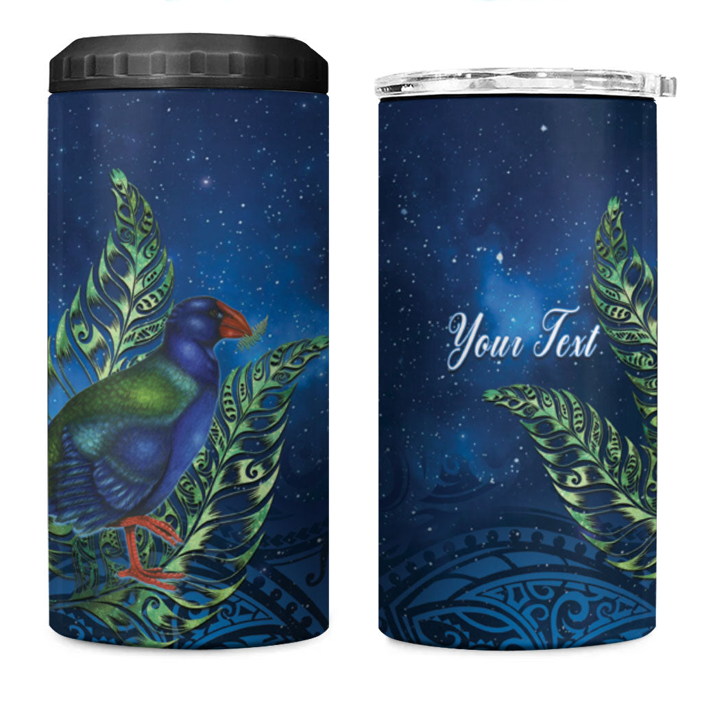 New Zealand Takahe Personalised 4 in 1 Can Cooler Tumbler Silver Fern Galaxy Polynesian Pattern LT22 One Size: 16 oz Blue - Polynesian Pride