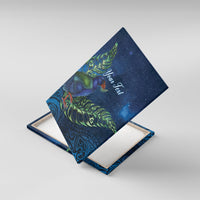 New Zealand Takahe Personalised Canvas Wall Art Silver Fern Galaxy Polynesian Pattern LT22 With Frame Blue - Polynesian Pride