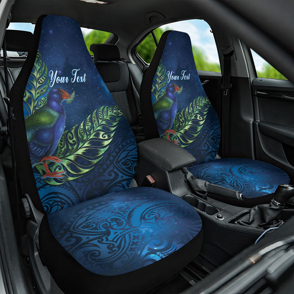 New Zealand Takahe Personalised Car Seat Cover Silver Fern Galaxy Polynesian Pattern LT22 One Size Blue - Polynesian Pride