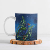 New Zealand Takahe Personalised Ceramic Mug Silver Fern Galaxy Polynesian Pattern LT22 Blue - Polynesian Pride