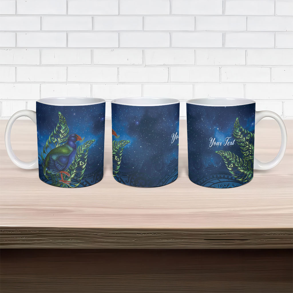 New Zealand Takahe Personalised Ceramic Mug Silver Fern Galaxy Polynesian Pattern LT22 - Polynesian Pride