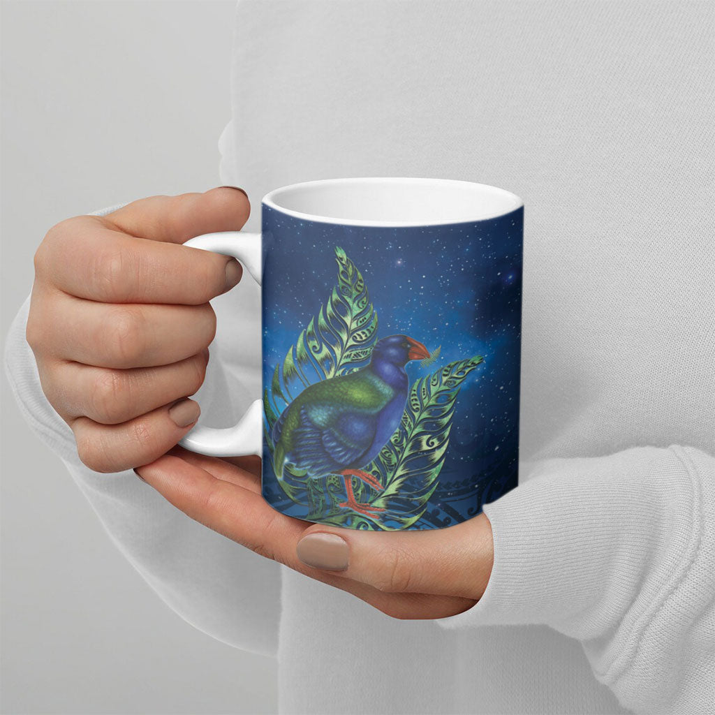 New Zealand Takahe Personalised Ceramic Mug Silver Fern Galaxy Polynesian Pattern LT22 - Polynesian Pride
