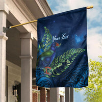 New Zealand Takahe Personalised Garden Flag Silver Fern Galaxy Polynesian Pattern LT22 House Flag Blue - Polynesian Pride