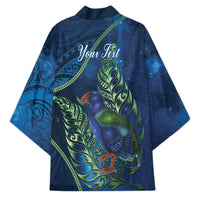 New Zealand Takahe Personalised Kimono Silver Fern Galaxy Polynesian Pattern LT22 - Polynesian Pride