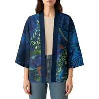 New Zealand Takahe Personalised Kimono Silver Fern Galaxy Polynesian Pattern LT22 - Polynesian Pride