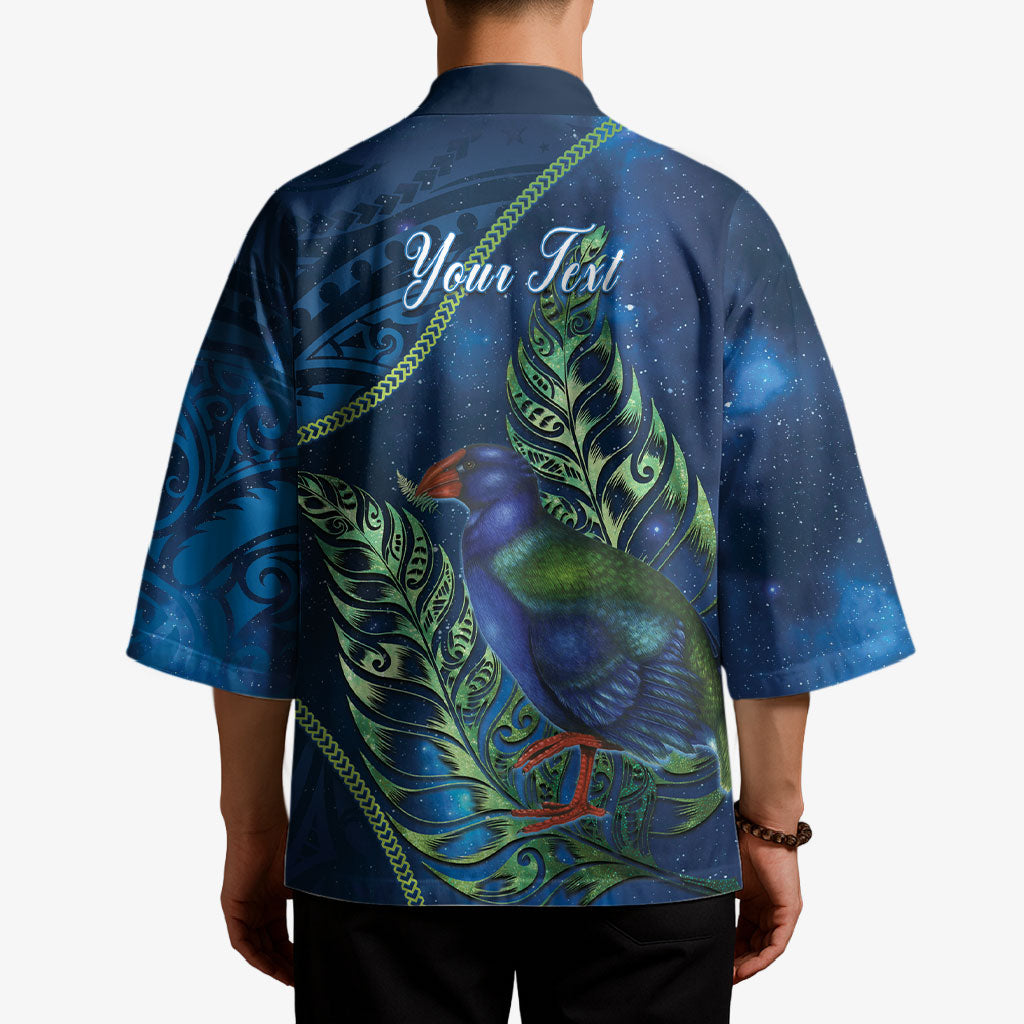 New Zealand Takahe Personalised Kimono Silver Fern Galaxy Polynesian Pattern LT22 - Polynesian Pride