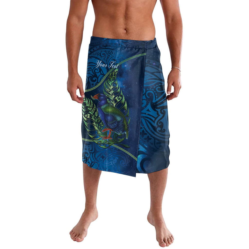 New Zealand Takahe Personalised Lavalava Silver Fern Galaxy Polynesian Pattern LT22 Blue - Polynesian Pride