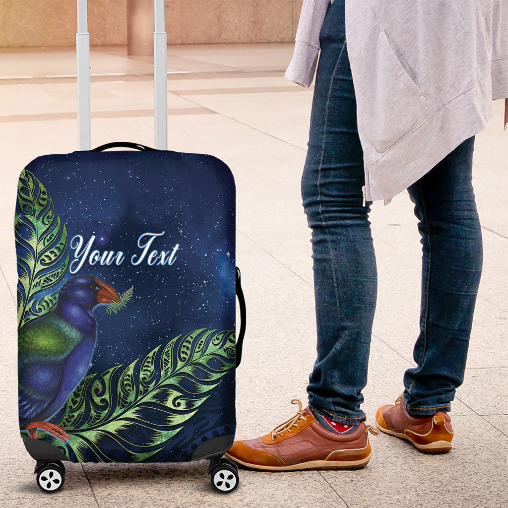 New Zealand Takahe Personalised Luggage Cover Silver Fern Galaxy Polynesian Pattern LT22 Blue - Polynesian Pride