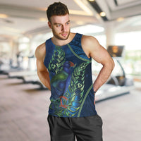New Zealand Takahe Personalised Men Tank Top Silver Fern Galaxy Polynesian Pattern LT22 Blue - Polynesian Pride