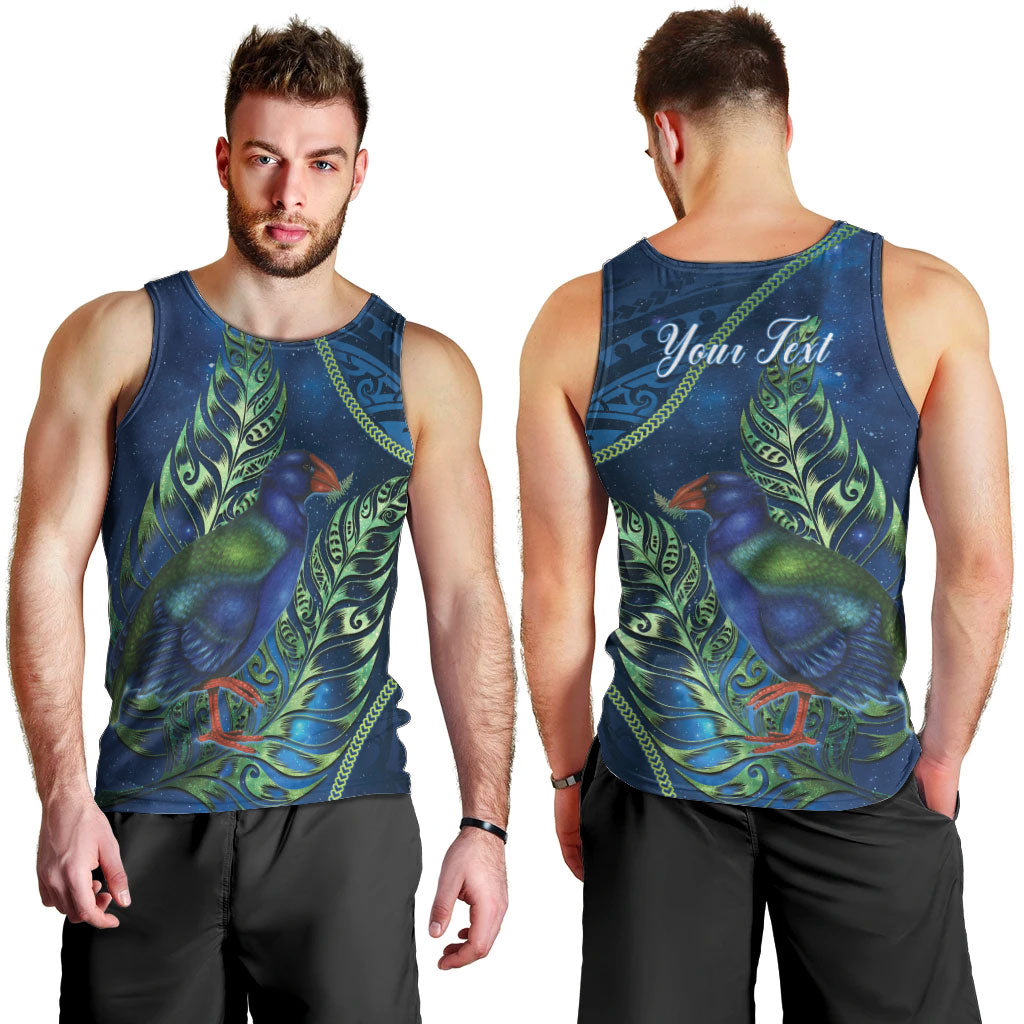 New Zealand Takahe Personalised Men Tank Top Silver Fern Galaxy Polynesian Pattern LT22 - Polynesian Pride