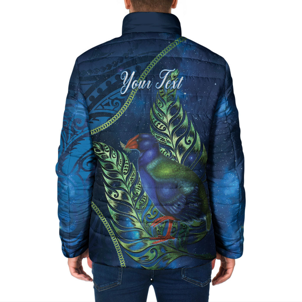 New Zealand Takahe Personalised Padded Jacket Silver Fern Galaxy Polynesian Pattern LT22 - Polynesian Pride
