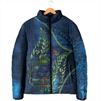 New Zealand Takahe Personalised Padded Jacket Silver Fern Galaxy Polynesian Pattern LT22 - Polynesian Pride