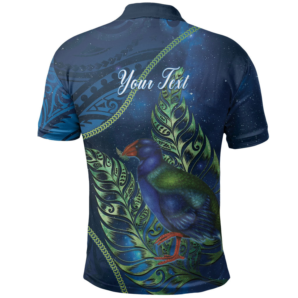 New Zealand Takahe Personalised Polo Shirt Silver Fern Galaxy Polynesian Pattern LT22 - Polynesian Pride