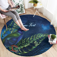 New Zealand Takahe Personalised Round Carpet Silver Fern Galaxy Polynesian Pattern LT22 - Polynesian Pride