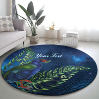 New Zealand Takahe Personalised Round Carpet Silver Fern Galaxy Polynesian Pattern LT22 - Polynesian Pride