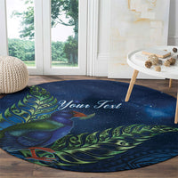 New Zealand Takahe Personalised Round Carpet Silver Fern Galaxy Polynesian Pattern LT22 - Polynesian Pride