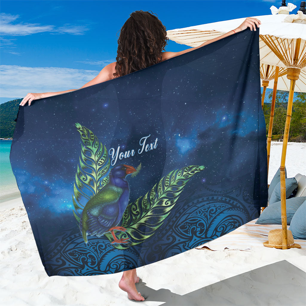 New Zealand Takahe Personalised Sarong Silver Fern Galaxy Polynesian Pattern LT22 One Size 44 x 66 inches Blue - Polynesian Pride